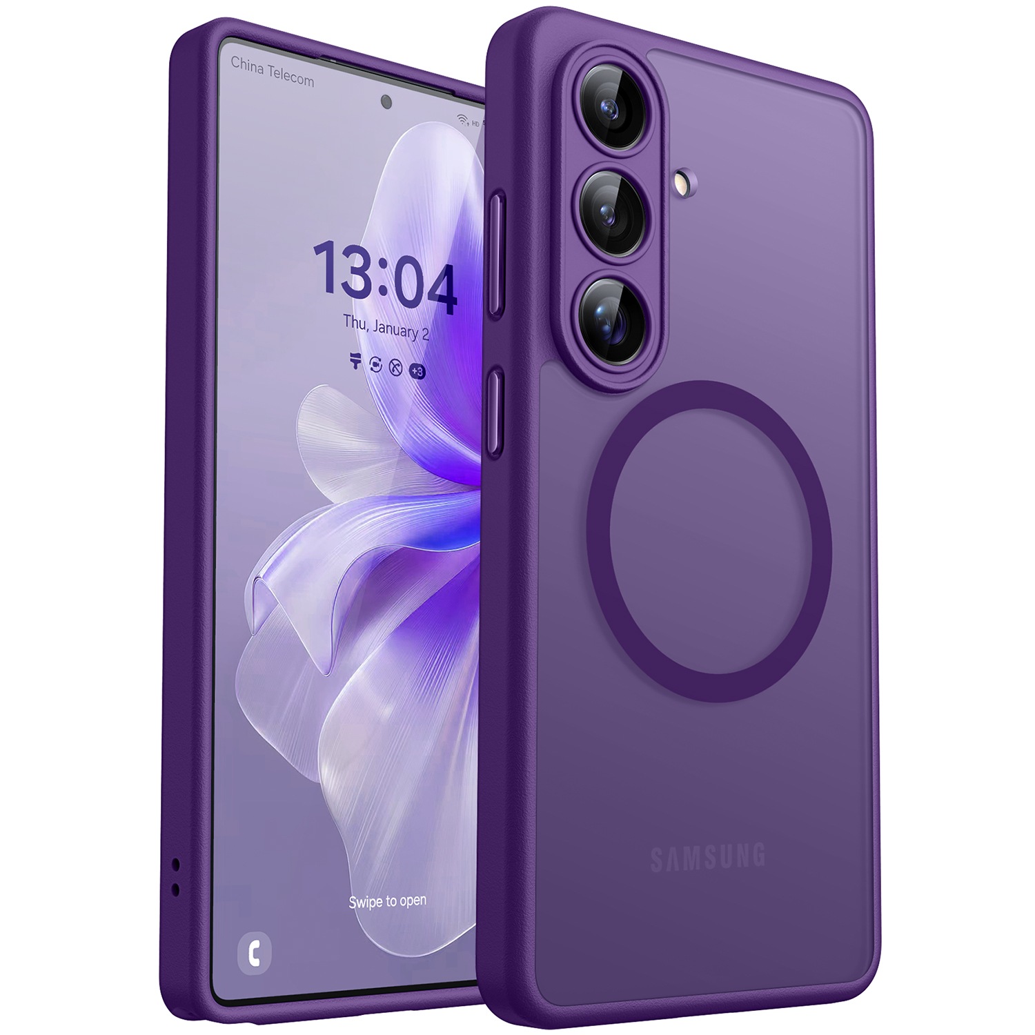 CANSHN Designed for Samsung Galaxy S26 Case (6.3 inch), Upgraded [Full Camera Protection] [Compatible with Magsafe] Shockproof Protective Phone Cover, Deep Purple